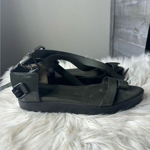 Alexander Wang 38 US 8 dark green leather strappy wedge sandals - Picture 1 of 6